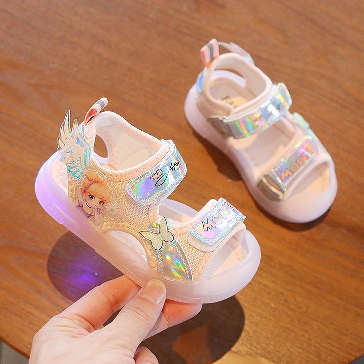 Dép sandal bé gái phát sáng đèn led từ 1 - 4 tuổi họa tiết công chúa thời trang phong cách hàn quốc ( SD-918 )