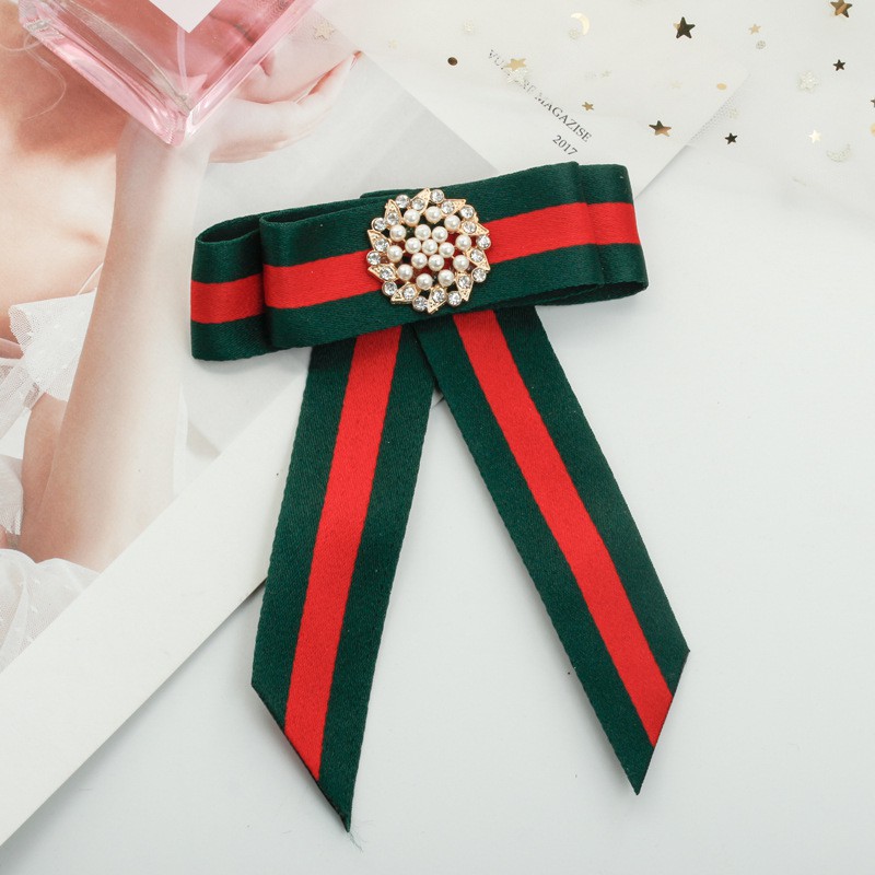 Trâm Cài Áo Hình Nơ Đính Đá Và Ngọc Trai Sang Trọng Dành Cho Nữ