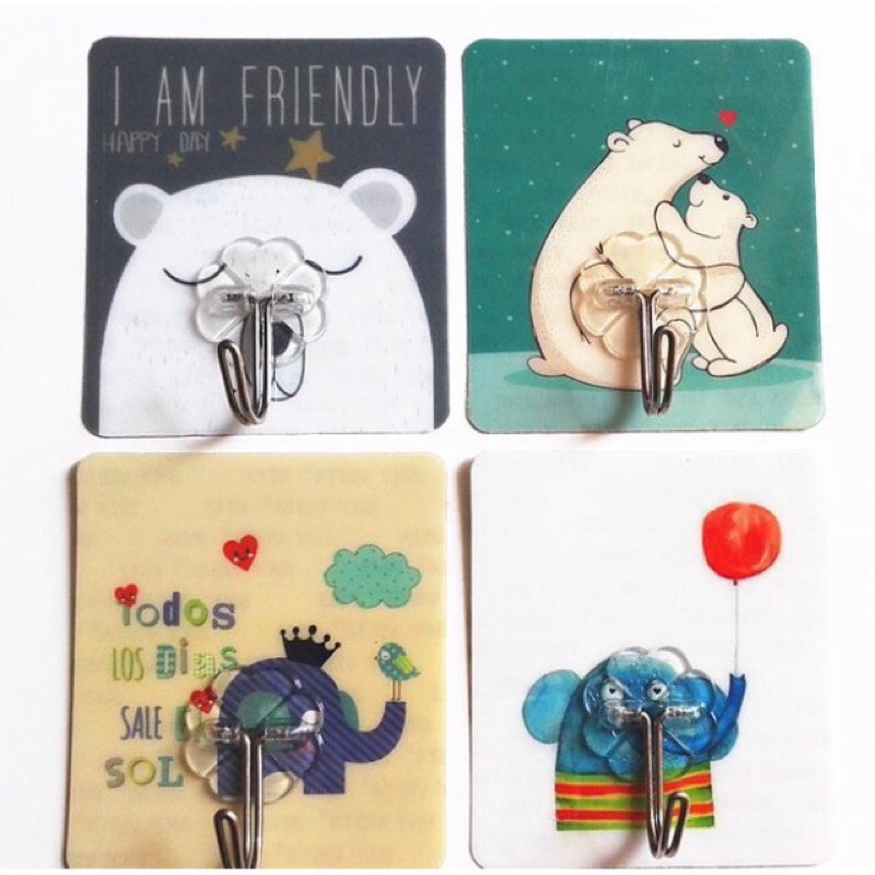 Set 10 móc dán tường 3D hoạ tiết siêu dính