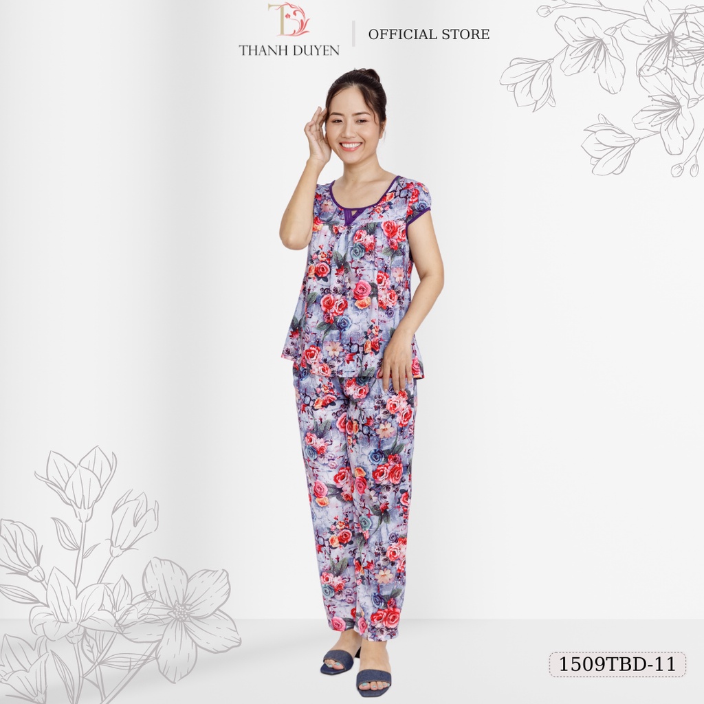 Đồ bộ Tole nữ mặc nhà Thành Duyên hoa quần dài, không rút, thoáng mát (1509TBD - P2)