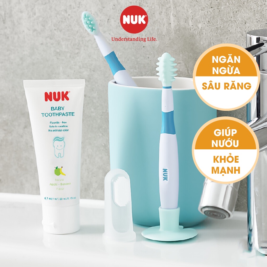 Kem đánh răng trẻ em NUK 50ml cho bé 3-36 tháng hương táo chuối