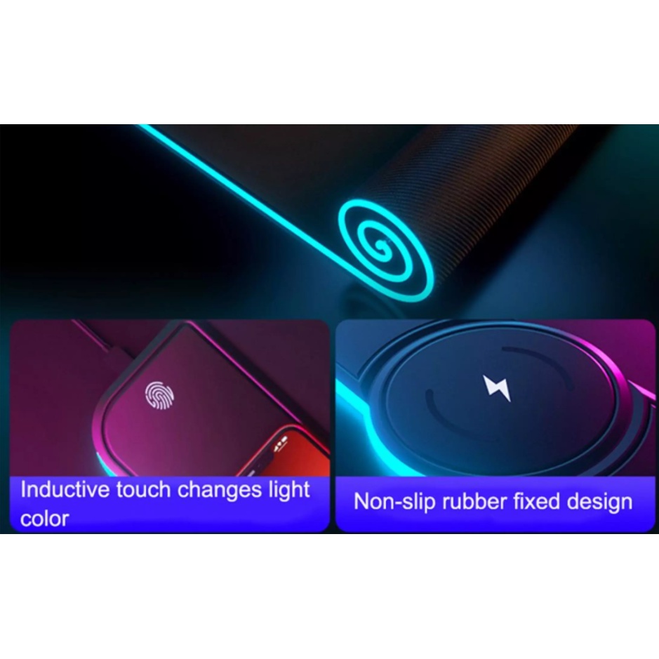 Lót chuột to 800x300mm, đèn led RGB tích hợp sạc không dây 15W, 10W