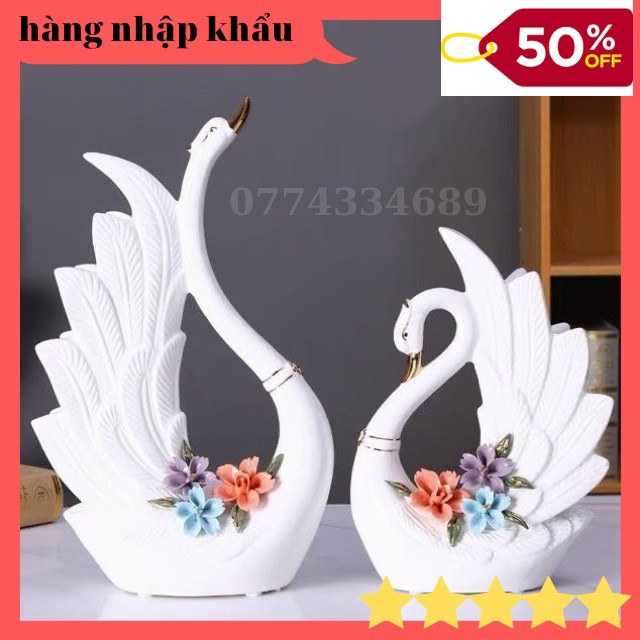 [ ĐẲNG CẤP - SANG CHẢNH ] Tượng Đôi Chim Thiên Nga Trống Mái Chất Liệu Gốm Sứ Cao Cấp Nhập Khẩu Sang Chảnh-Decor Bàn