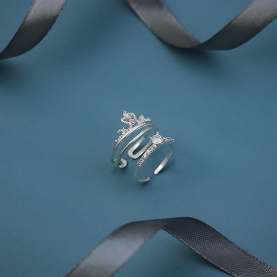 Nhẫn bạc nữ độc đáo, Nhẫn nữ bạc thật ⚜️ FREESHIP⚜️ Nhẫn nữ vương miện ghép đôi 2 trong 1