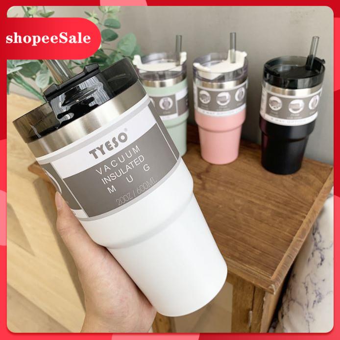Ly Giữ Nhiệt Kèm Ống Hút 890ml Nắp Dạng Xoay - Hàng Chính Hãng Tyeso