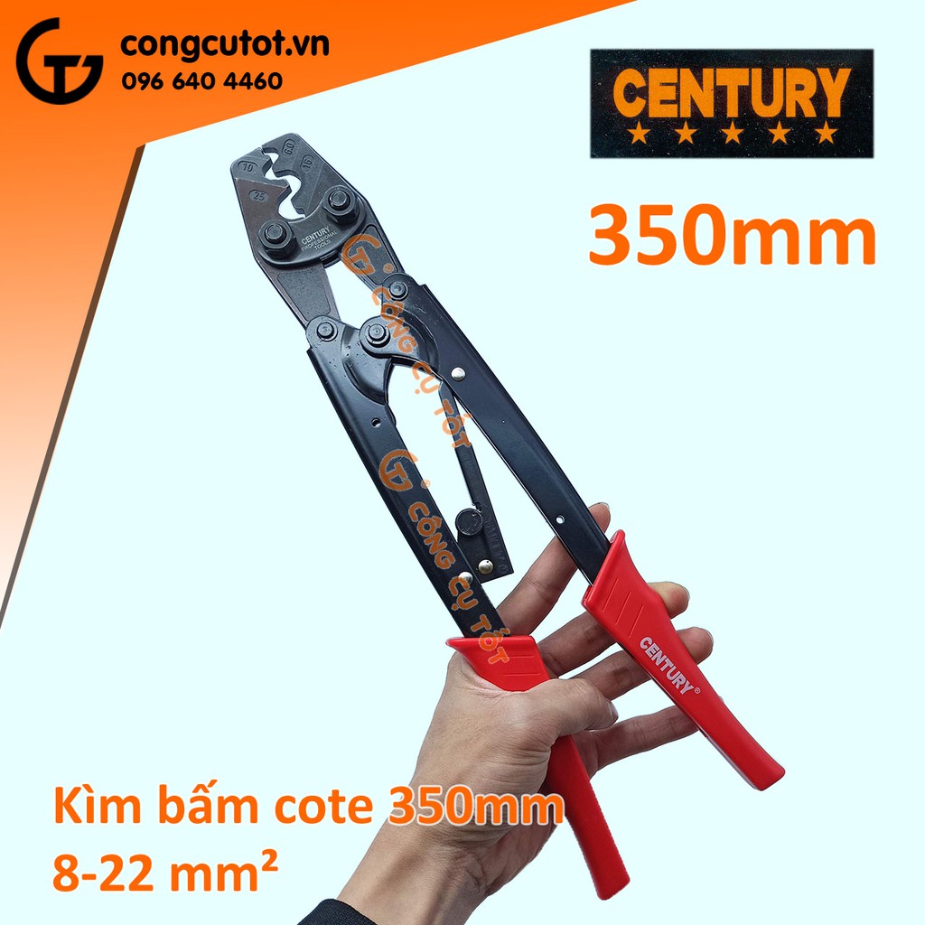 Kìm bấm cốt cộng lực 350mm Century số 22 cho dây 8 - 22 mm², lõi tối đa Φ5.3mm