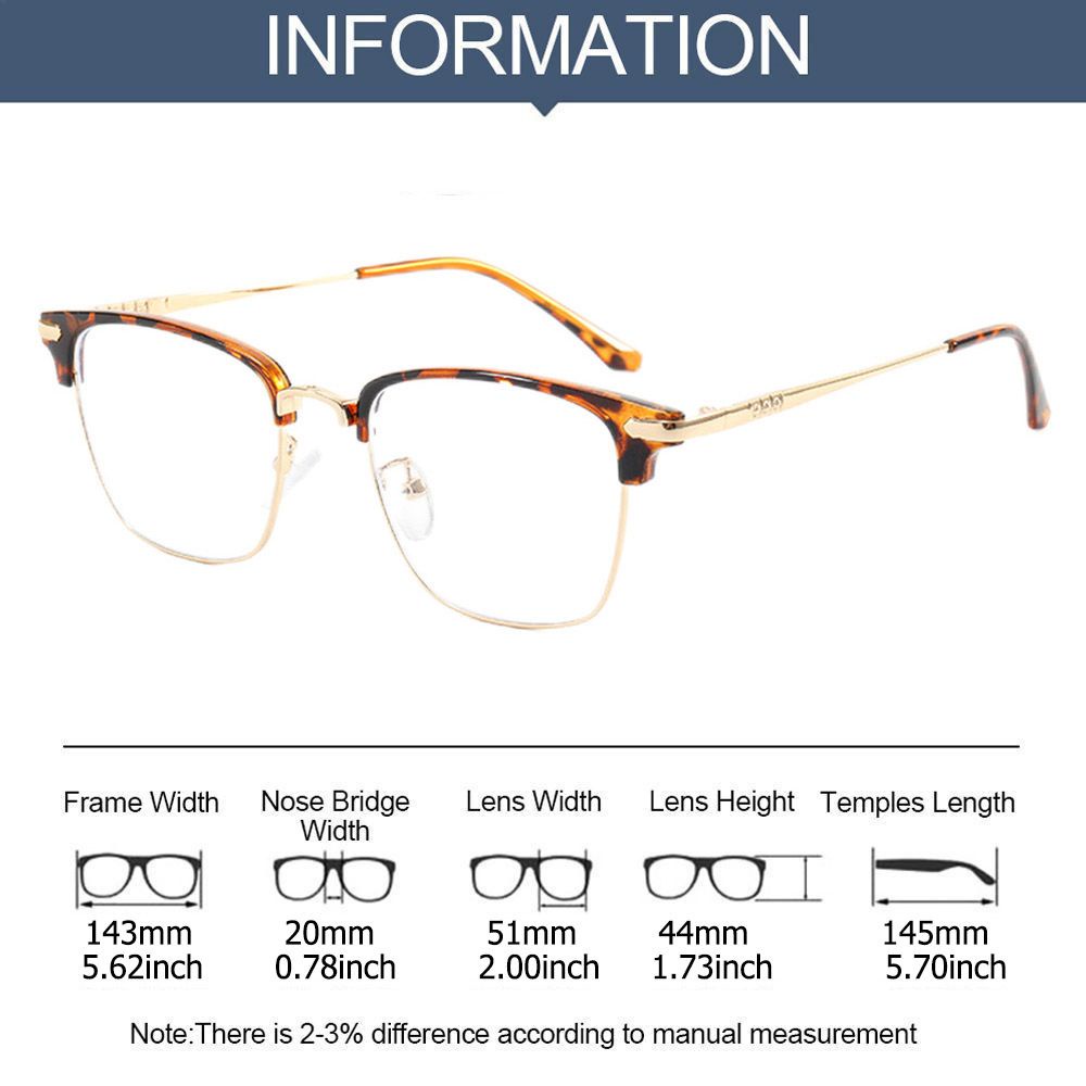 Mắt kính gọng vuông bằng kim loại chống tia UV thời trang dành cho nam và nữ