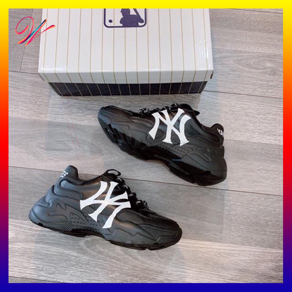 Giày sneaker N.Y da đen chữ trắng đi êm full phụ kiện