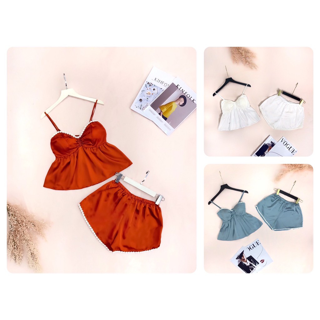 [FREESHIP 50K] Đồ Bộ Mặc Nhà Nhistore Áo 2 Dây Cúp Ngực Quần Ngắn Lụa Cao Cấp Freesize Dưới 57kg | BigBuy360 - bigbuy360.vn