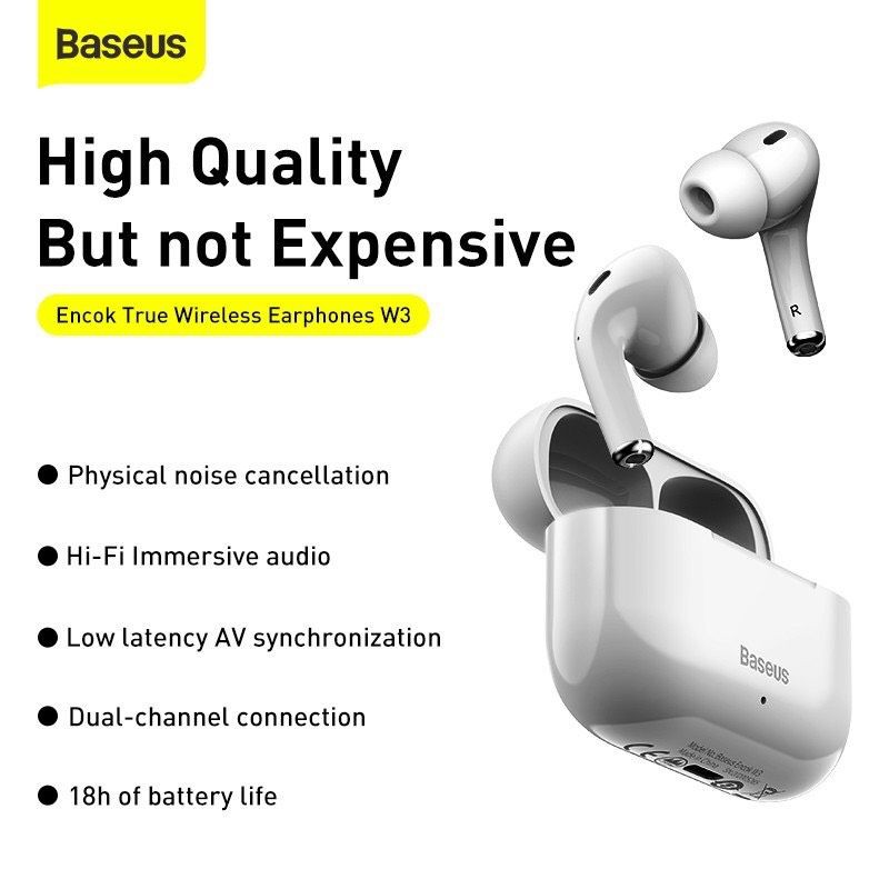 ✅Tai Nghe Nhét Tai Thể Thao Baseus W3 Encok Tws Kết Nối Bluetooth 5.0