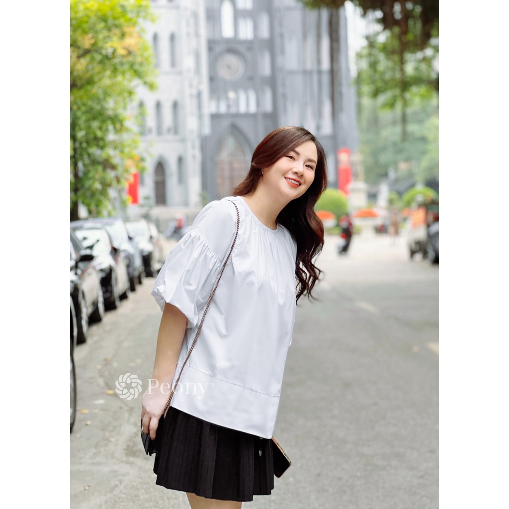 Áo sơ mi trắng nữ Freesize, tay chuông thời thượng, thoải mái, trendy, dễ phối đồ Peony - ALINE TOP