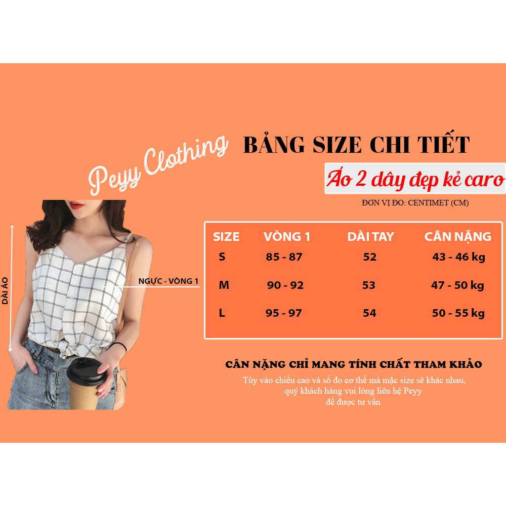 Áo 2 dây đẹp kẻ caro phong cách ulzzang Hàn Quốc, Áo hai dây lụa xinh xắn họa tiết caro bắt mắt A03 - Peyy Clothing | BigBuy360 - bigbuy360.vn