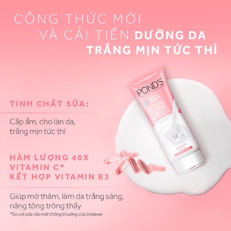 Kem sữa rửa mặt dưỡng trắng nâng tông Pond's White Beauty 40g