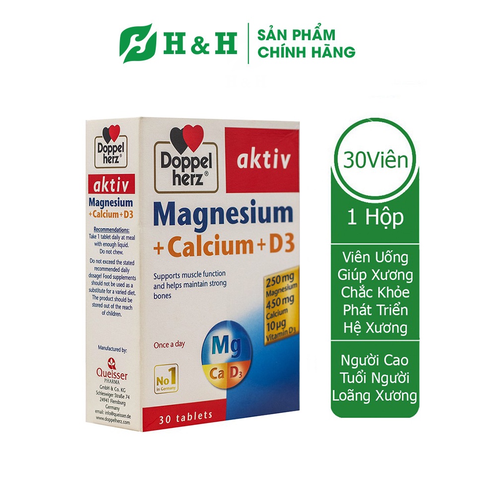 Viên uống hỗ trợ xương chắc khoẻ - Doppelherz Magnesium + Calcium + D3 (30 viên)