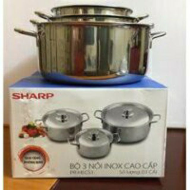 Bộ 3 nồi Inox Sharp dùng được bếp từ