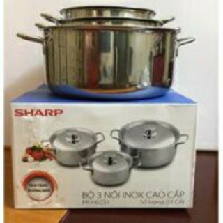 Bộ 3 nồi Inox Sharp dùng được bếp từ