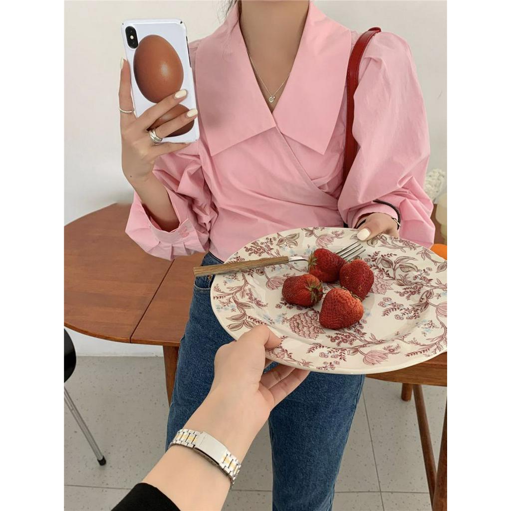 Áo Sơ Mi Chống Nắng Dáng Ngắn Màu Hồng Kiểu Pháp Thời Trang Mùa Hè 63
