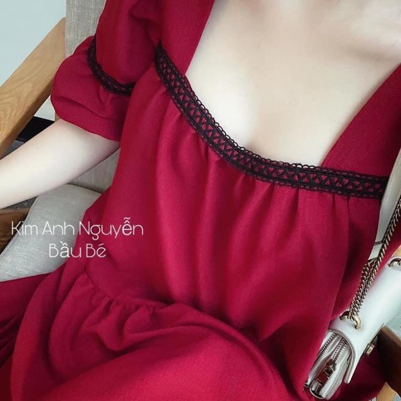 [ Siêu Xinh ] Váy Babydoll Dáng Suông Cho Bà Bầu , Đầm Maxi Đỏ Siêu Xinh ( Có kèm ảnh và video thật ) ་ .