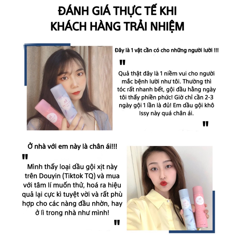 Xịt gội khô ISSY cho tóc bết dầu, tạo cho tóc bồng bềnh 150ml hàng nội địa trung