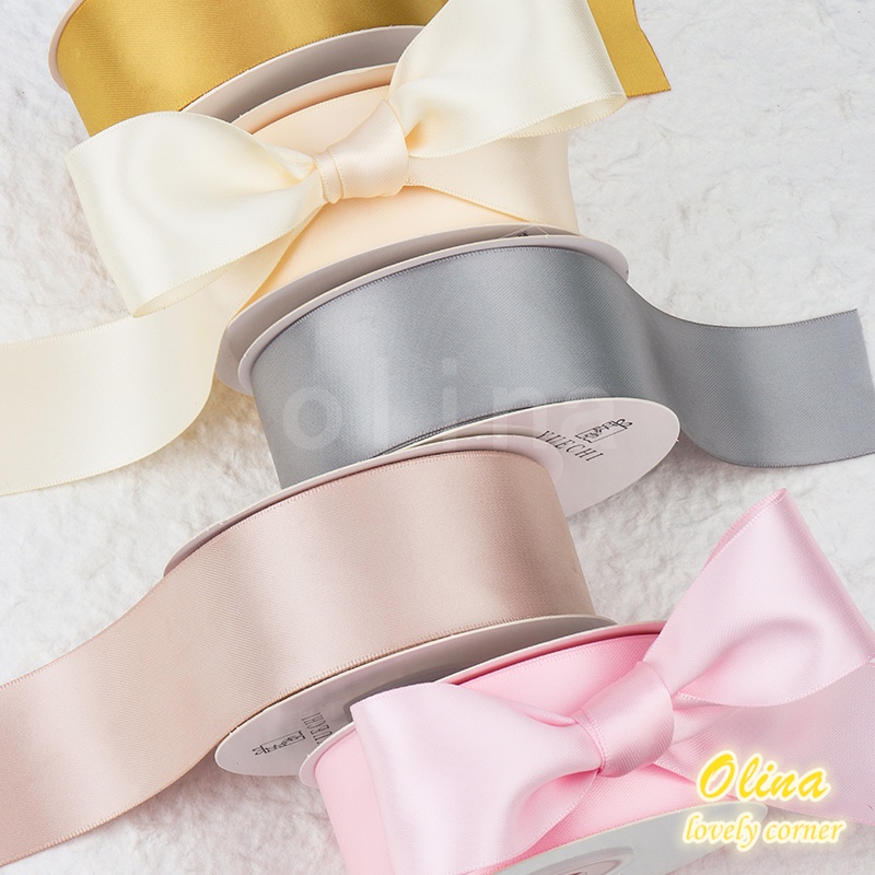 Cuộn Dây Ruy Băng Hai Mặt Bằng Polyester Rộng 3.8cm Dài 18.2m Dùng Để Gói Quà Đám Cưới