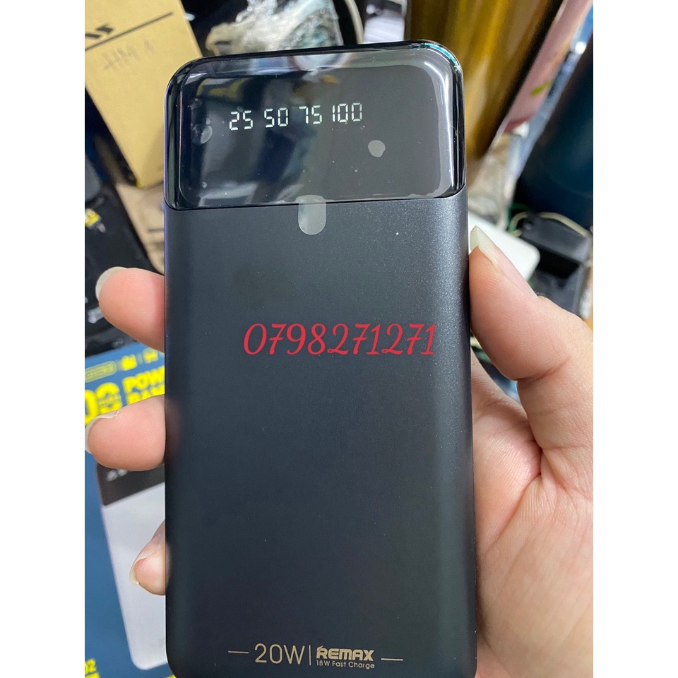 CHÍNH HÃNG  Pin Sạc Dự Phòng tích đíện REMAX RPP - 502 dung lượng 10000mAh PD 20W 18W có màn hình hiện thị % pin