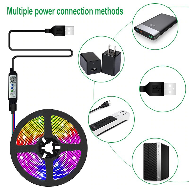 Combo đèn trang trí đèn led tiktok 5M,10M,15M + điều khiển từ xa 44 phím + bộ nguôn 12v,  đèn led dây RGB mix nhiều màu