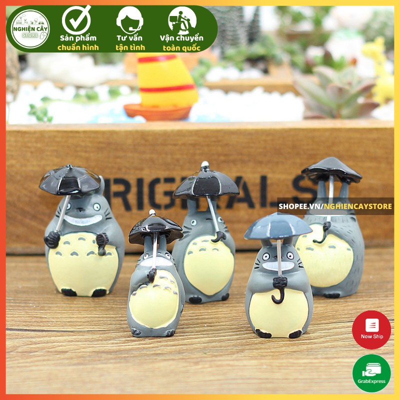 Phụ kiện Totoro mini cầm ô trang trí tiểu cảnh, cây cảnh, sen đá