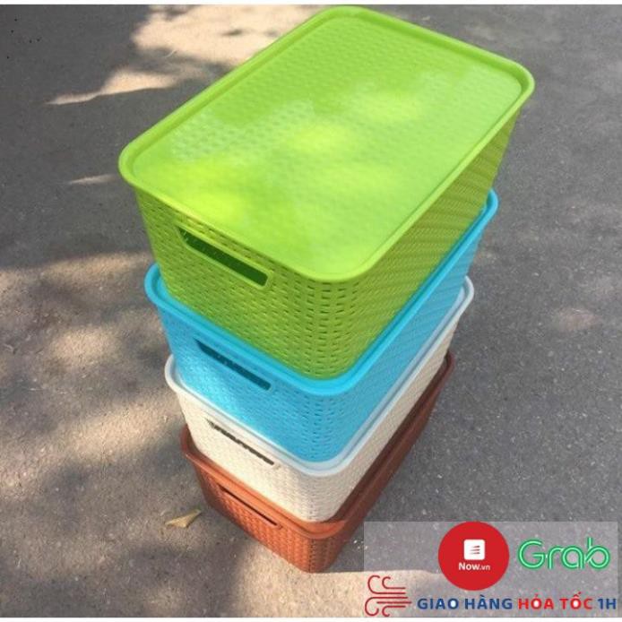 ( RẺ VÔ ĐỊCH) Giỏ Đựng Đồ giả mây phong cách Hàn thùng nhựa đan đủ size nhiều mầu