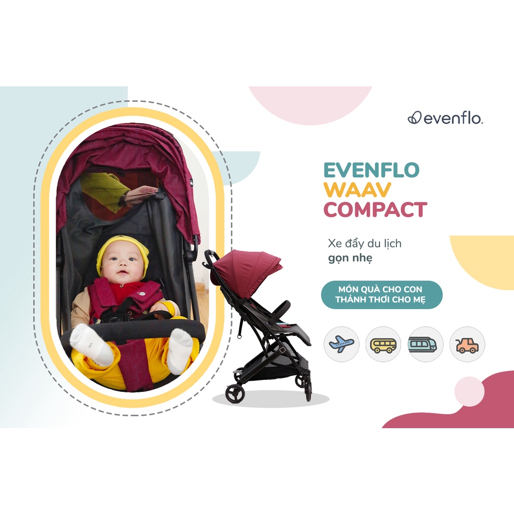 Xe Đẩy Evenflo Waav Compact Maroon