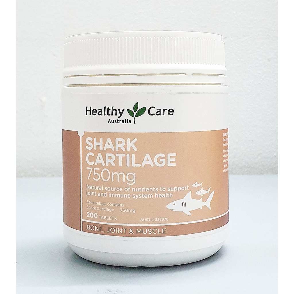 Sụn Vi Cá Healthy Care Shark Cartilage 750 mg chai 200 viên của Úc