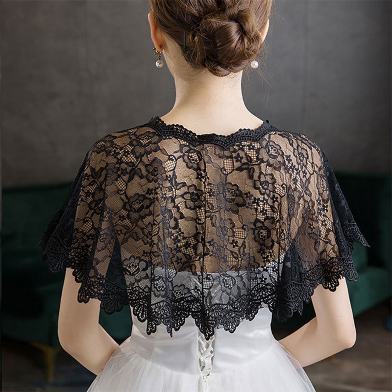 Xiangbao Khăn Choàng Cổ Ren Thêu Hoa Cho Cô Dâu Bolero Có Độ Che Phủ Cao Thấp Trong Đêm Dạ Hội