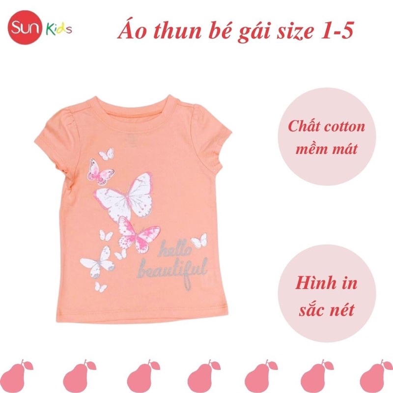 Áo thun cho bé gái, áo phông bé gái chất cotton mềm mát, size 1 - 5 tuổi - SUNKIDS1