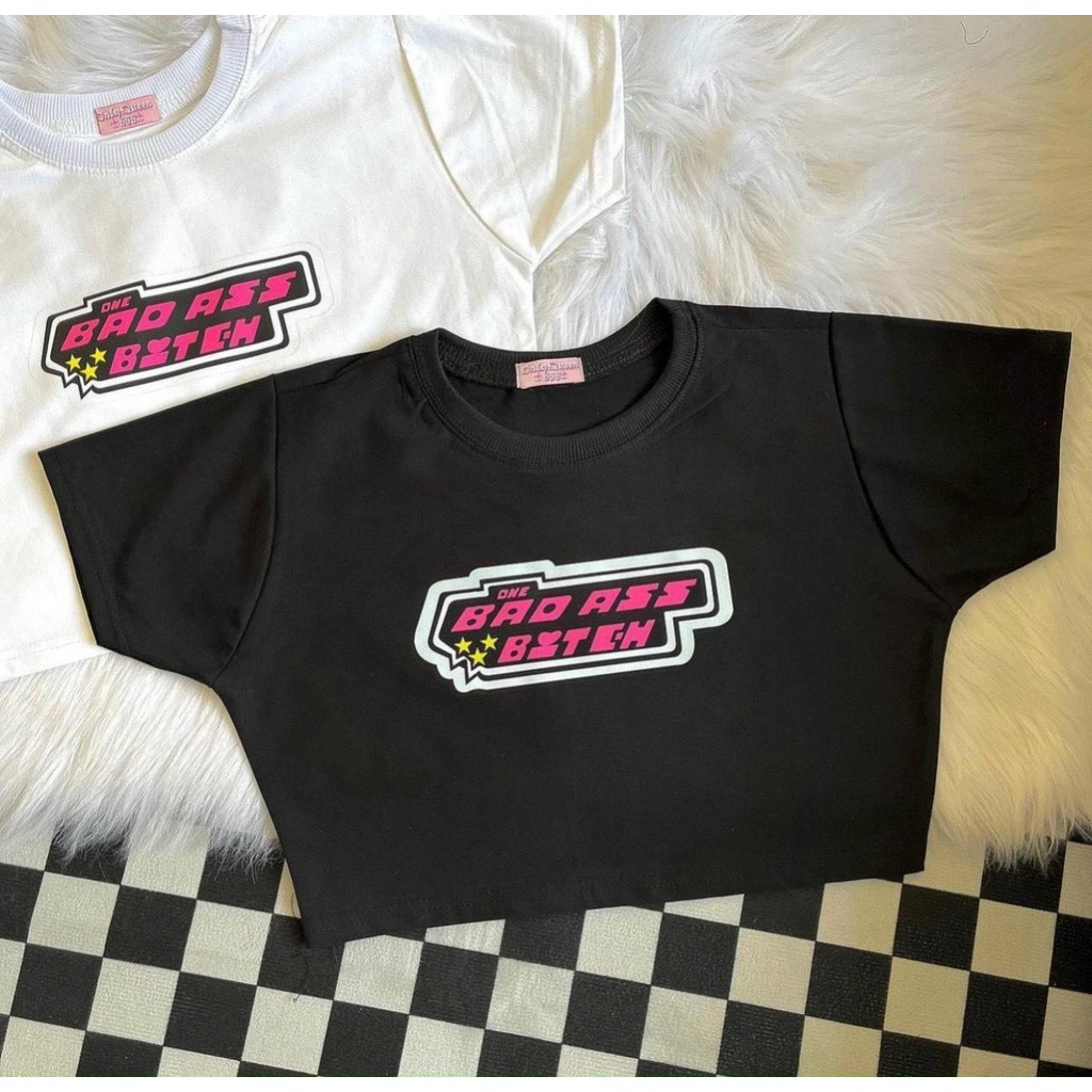 Áo Croptop Ôm Body Cổ Tròn Tay Ngắn Họa Tiết In Chữ B.A.B Siêu Chất Alohashop91