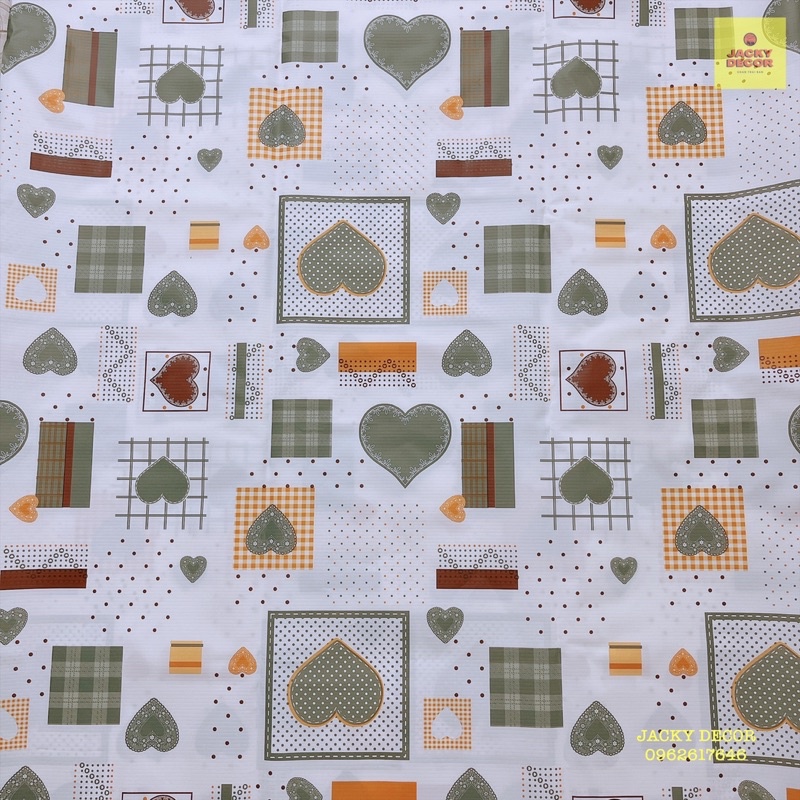 Khăn trải bàn nhựa PVC hoạ tiết tim chống thấm nước, dày dặn