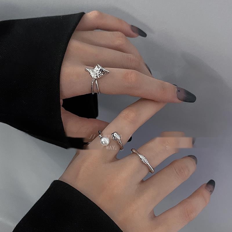 Nhẫn Hở Đính Ngọc Trai Phong Cách Hip Hop Thời Trang Cho Nữ