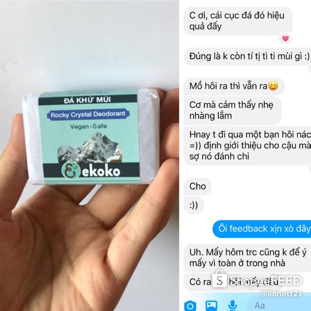 Lăn khử mùi đá muối khoáng ekoko tự nhiên ko màu ko mùi ko gây ố áo | BigBuy360 - bigbuy360.vn
