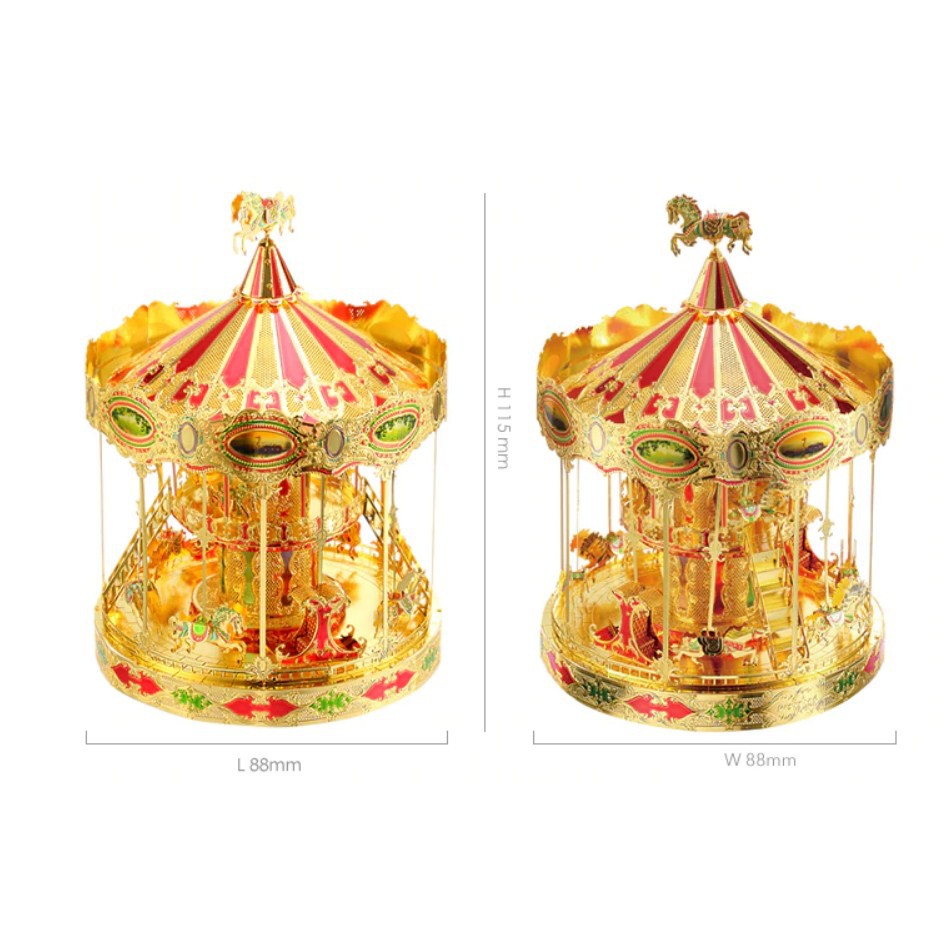 Mô hình lắp ghép kim loại 3d Vòng Xoay Ngựa Gỗ Merry Go Round