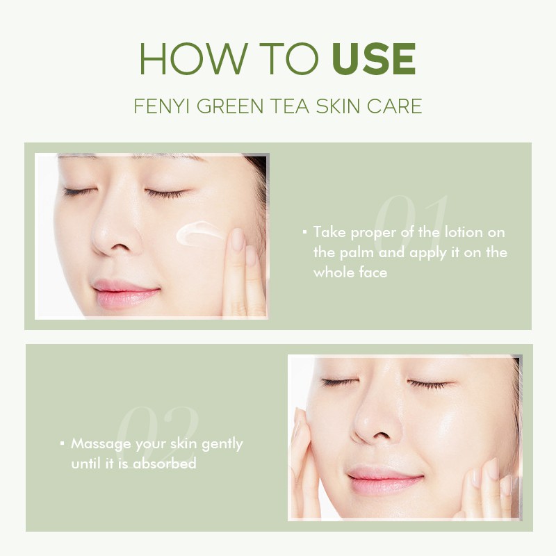 Set 4 sản phẩm chăm sóc da mặt Fenyi gồm sữa rửa mặt trà xanh + toner + lotion + kem dưỡng da 40g