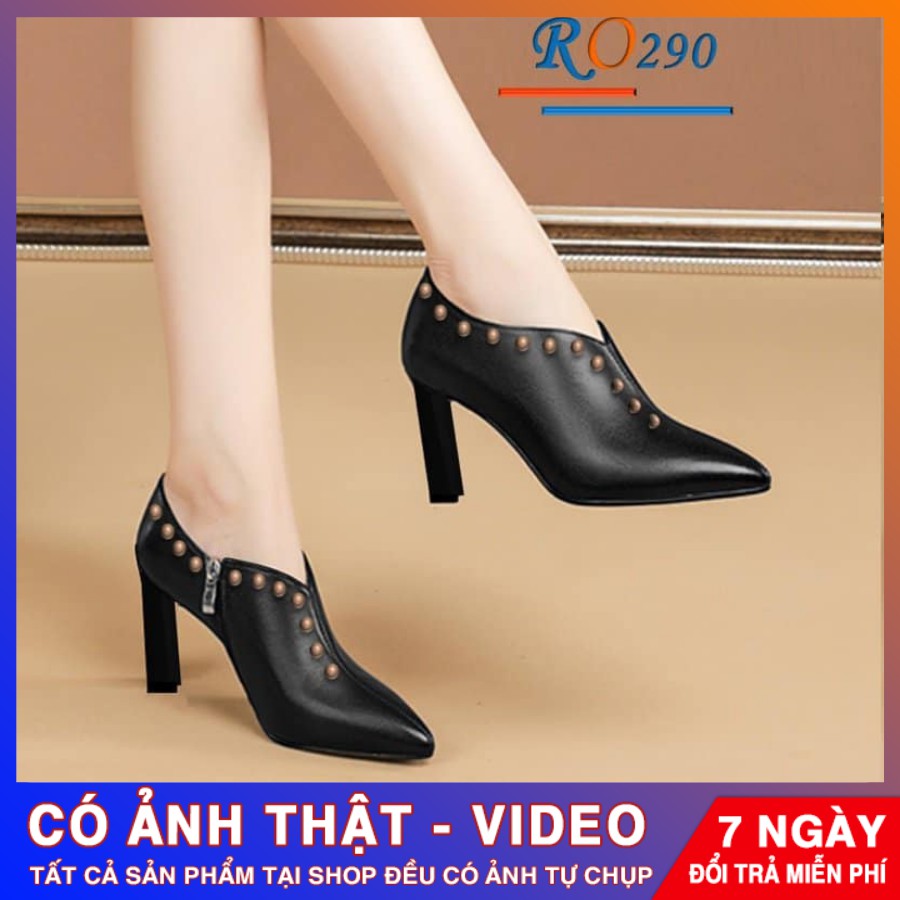 [ẢNH THẬT - FREE SHIP] Giày boots nữ cổ thấp cao cấp ROSATA RO290 - HÀNG VIỆT NAM - BKSTORE