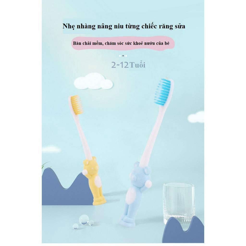 Set 4 bàn chải đánh răng cho bé gái bé trai hình gấu thỏ dễ thương bàn chải cho bé từ 2 tuổi đến 12 tuổi