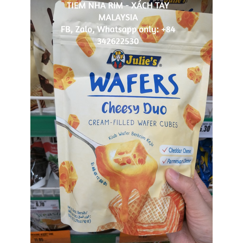 Bánh xốp Julie's - Nhân Phô Mai, Chocolate Hạt Phỉ, Kem Bơ Đậu Phộng - Hàng Malaysia
