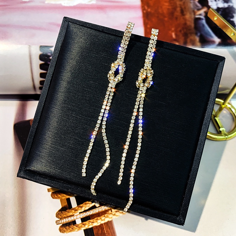 Đôi Bông Tai Dáng Dài Đính Đá Thời Trang Cho Nữ