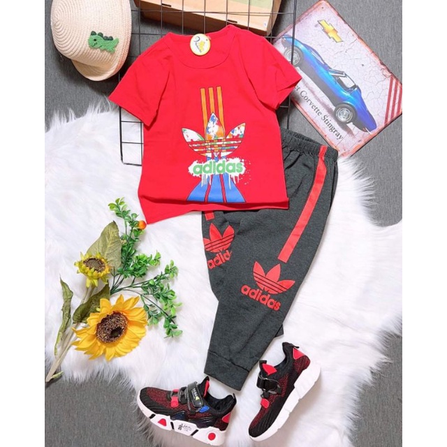 Bộ thể thao tay ngắn quần dài bé trai thun cotton 4 chiều