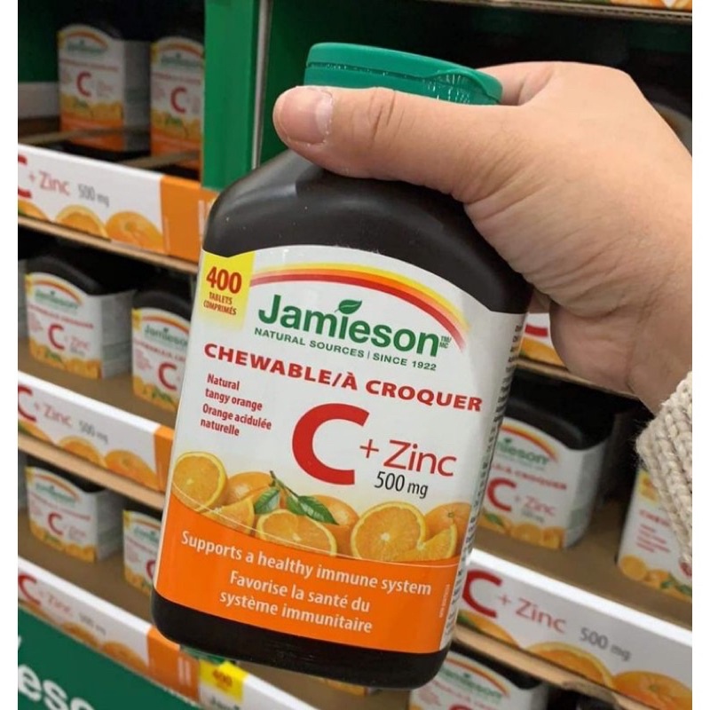 Jamieson Chewable Vitamin C +ZinC 500mg tăng sức đề kháng