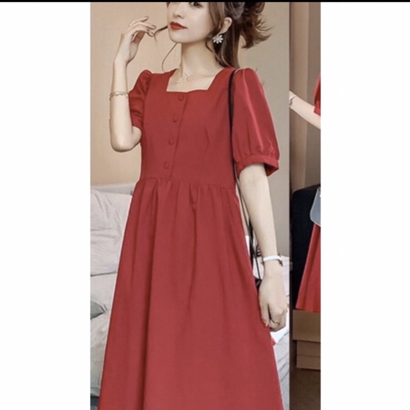 Váy Bầu thiết kế đỏ trẻ trung năng động,Váy Fsize 40-75KG mặc nên nổi bật luôn nha, váy bầu công sở, đi chơi,du lịch