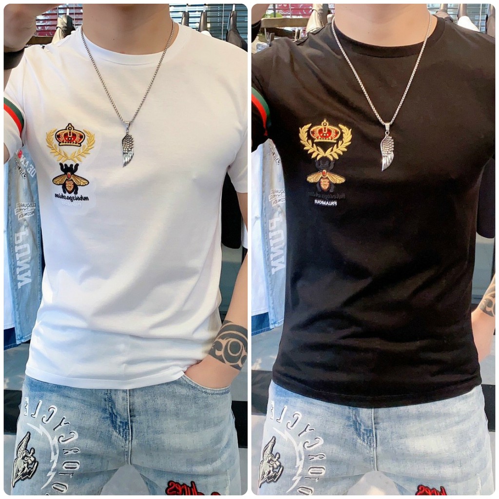 TN Store - Áo thun Nam cổ tròn chất cotton co giãn cao cấp thêu logo con Ong ấn tượng, PC trẻ trung, lịch lãm Basis 2021