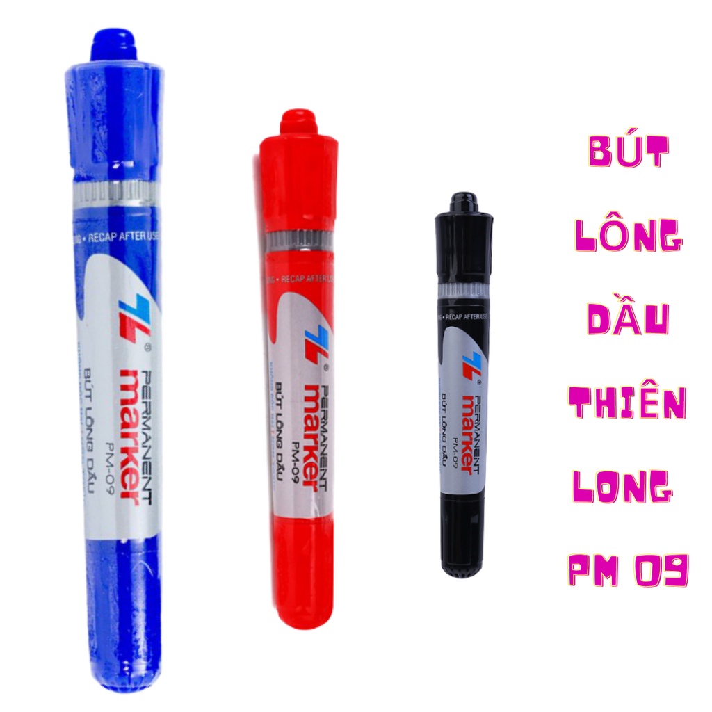 Bút lông dầu 2 đầu Thiên Long PM 09 viết lông dầu đủ 3 màu XANH ĐỎ ĐEN CAM KẾT CHÍNH HÃNG