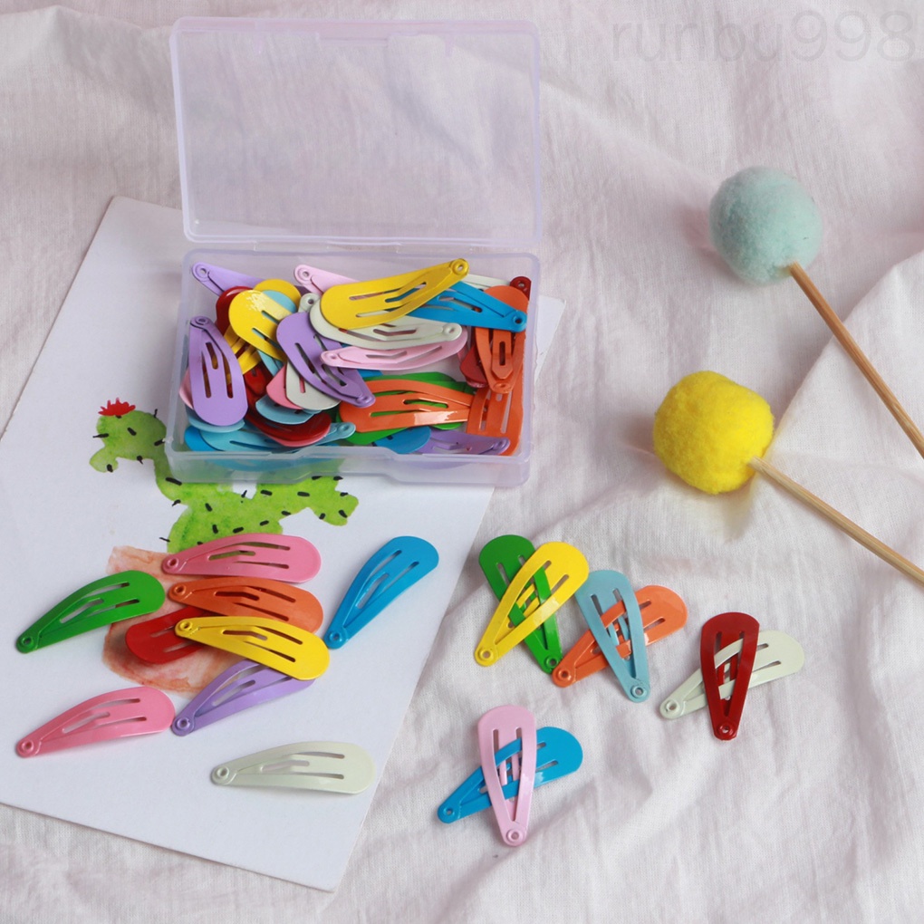 Set 50 Kẹp Tóc Kim Loại Màu Sắc Kẹo Ngọt Xinh Xắn Cho Bé Gái Runbu998