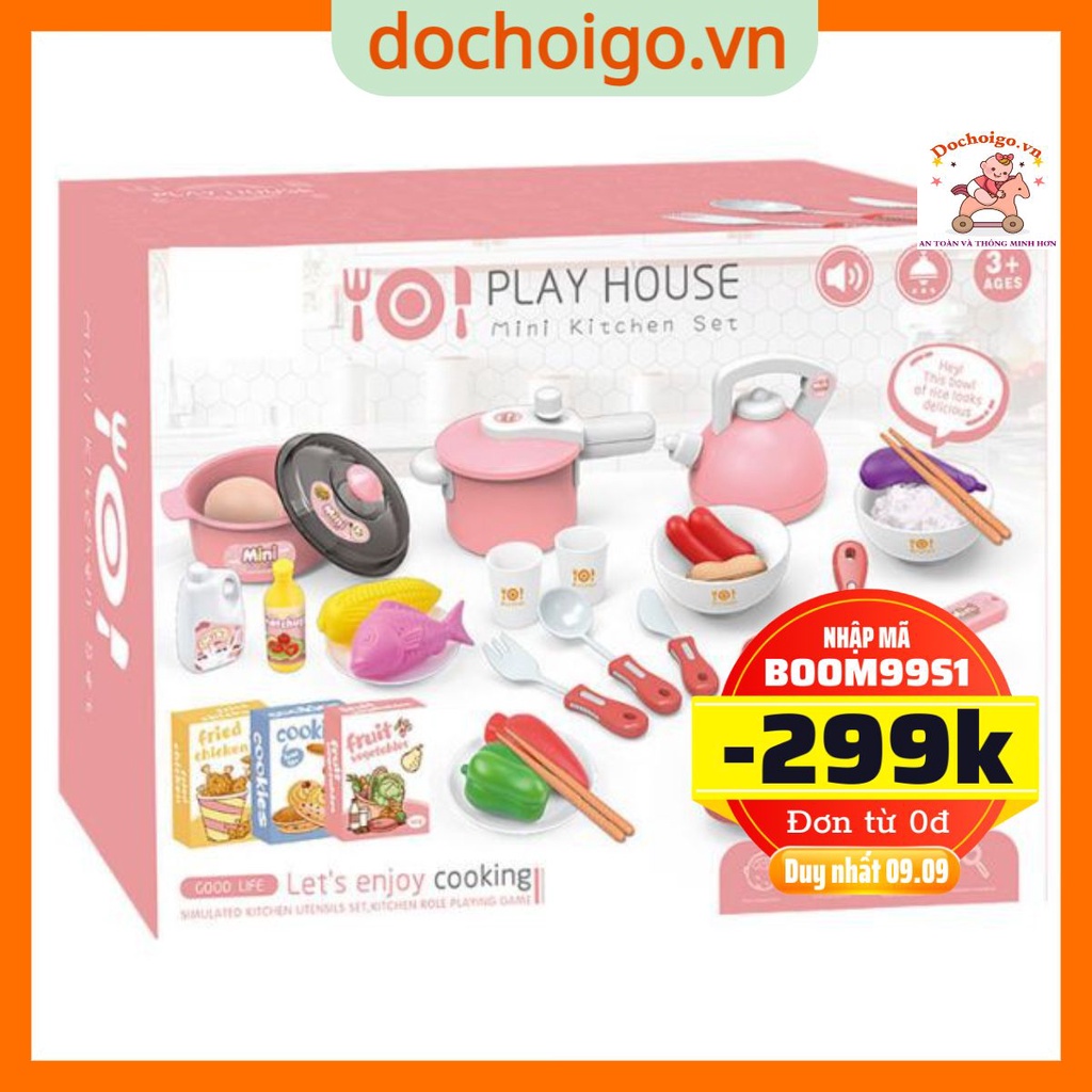 Đồ chơi bộ nấu ăn màu hồng cho bé dochoigo.vn
