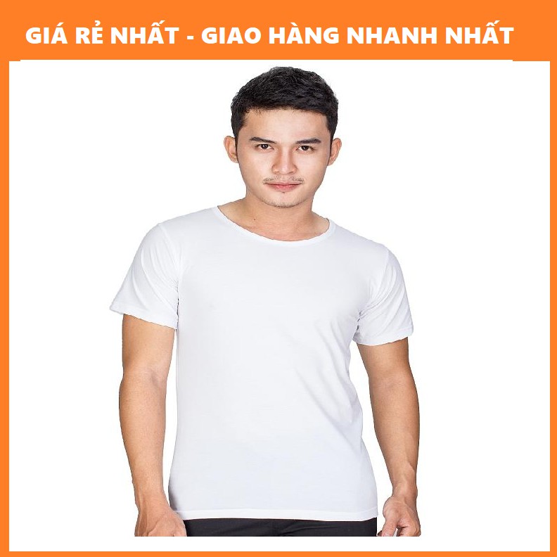 Áo Thun Nam Trắng Trơn vải mỏng, bao mát mẻ khi ngủ